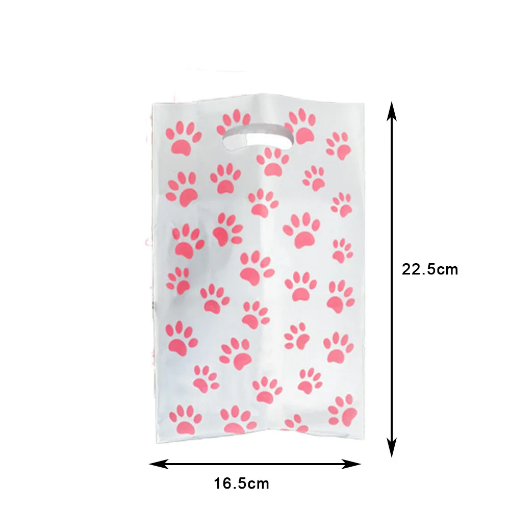 10pcs/30pcs Pink Paw Print Gift Bags Stickers Footprints Cat Candy Bags For Pet Theme Supplies Dog Cat Birthday Party Decoration