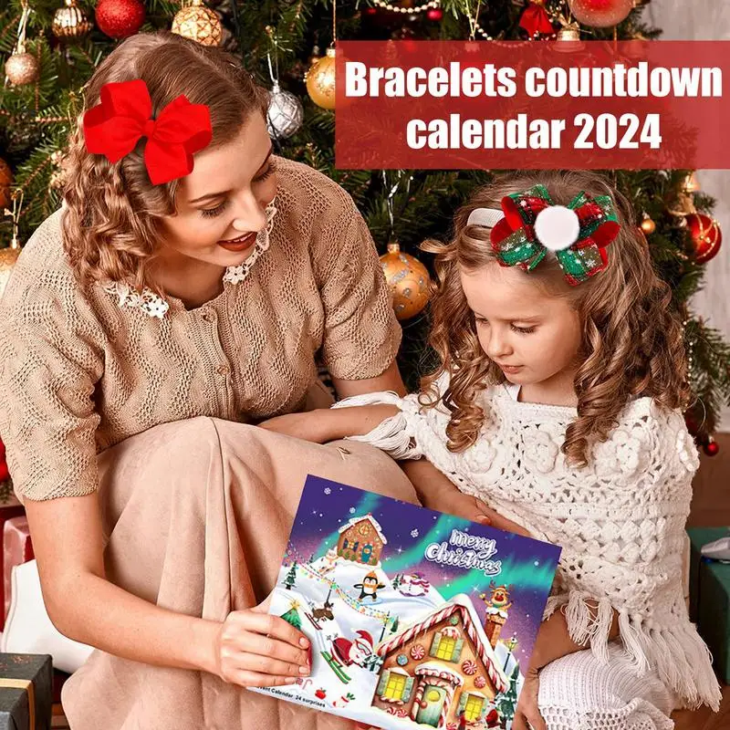 Bracelet Countdown Calendar 24 Days Christmas Calendar Bracelets Kit For Girls 22 Charm Beads Countdown Calendar Jewelry Making