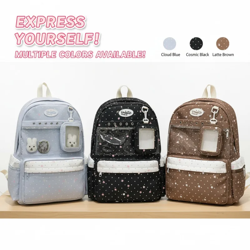 

Anime Backpacks Y2K Polka Dot Itabag Backpacks Transparent Pin Display Bag JK Sweet Princess Women Students Backpacks Gift New