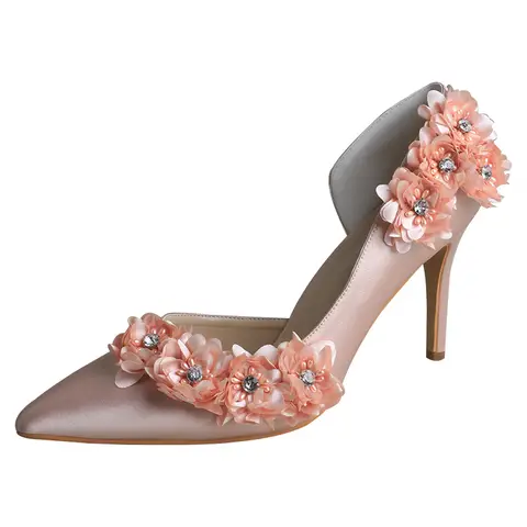 Wedopus Anpassade Blommiga Brudskor för Dam 2025 Elfenbensvita Bröllopsklackar Spetsig Tå 9CM Klackar 8 best sales elfenbensvita bröllopsskor - №3