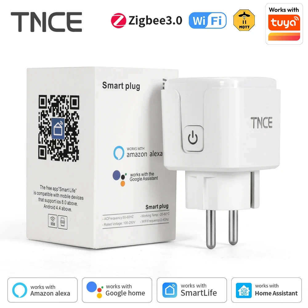 TNCE Tuya Wifi/Zigbee3.0 Smart Plug 16A/20A Smart Socket Power Monitor Remote Control Voice Control Work with Alexa Google Home