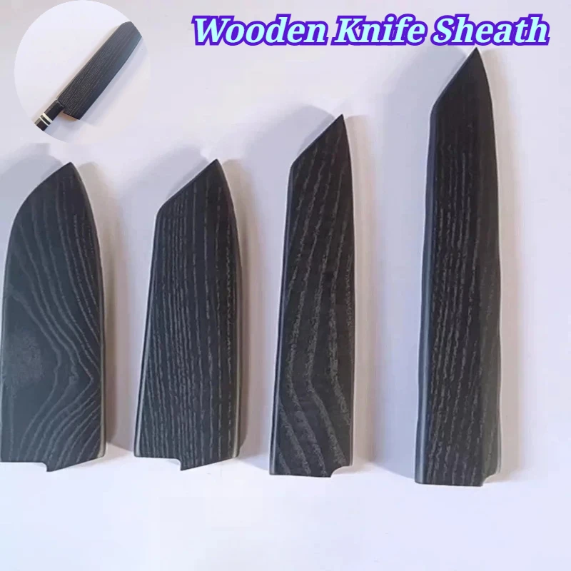 1Pcs Black Lacquer Ash Wooden Knife Sheath Kitchen Multi-function Scabbard Pocket Knife Case Japanese Blade Protector Cover