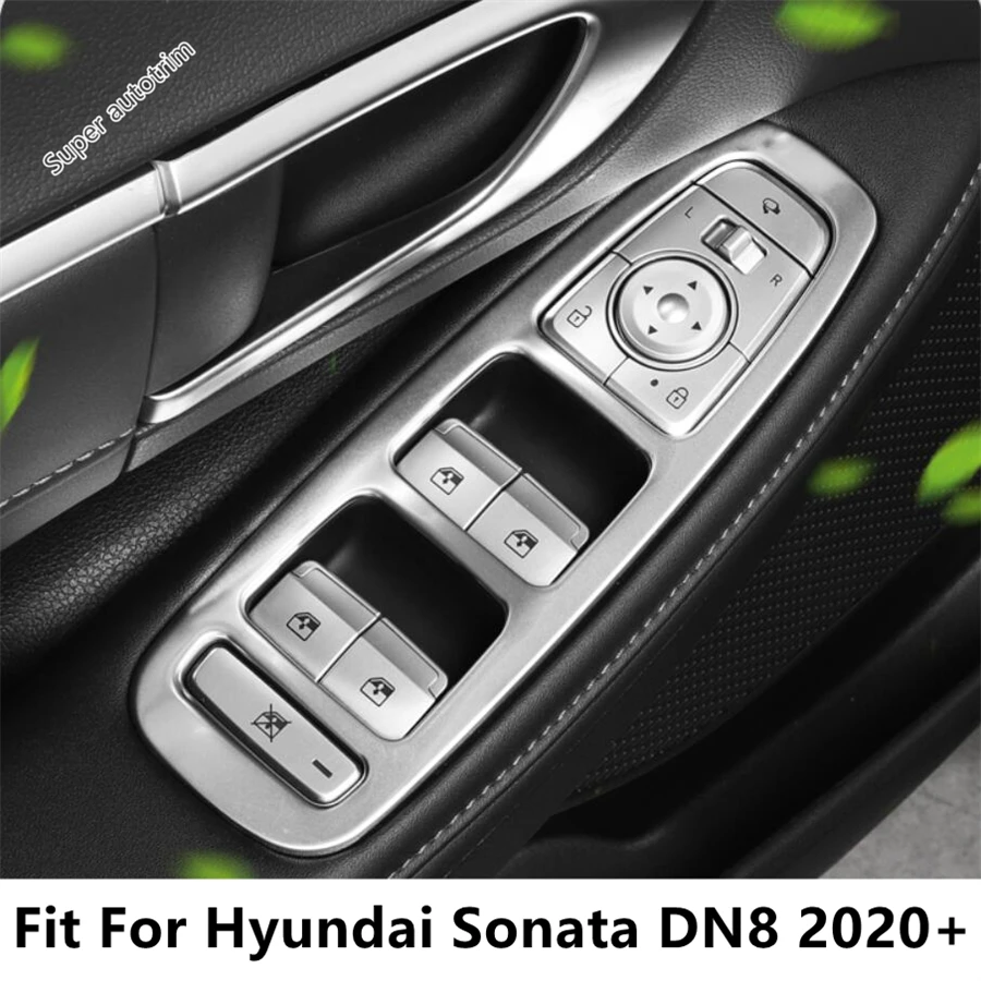 

Car Armrest Window Lift Panel Switch Control Cover Trim For Hyundai Sonata DN8 2020 - 2023 Stainless Steel Accessories Interior