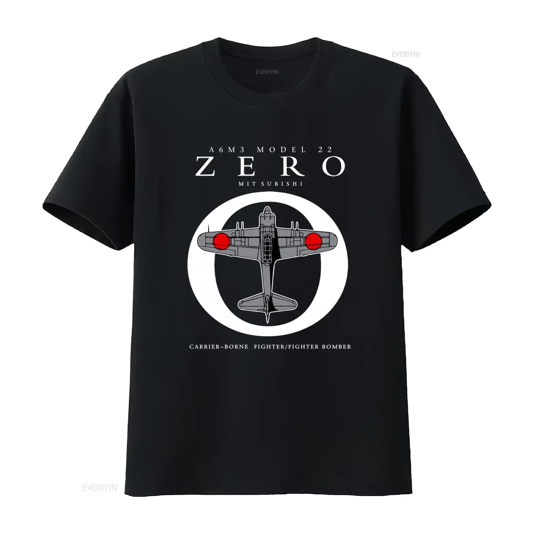 Japanese Zero Mitsu Banzai Model 22 Warplane Japan WW2 A6M3 Fighter Bomber T Shirt vintage Washed Slightly Casual Breathable