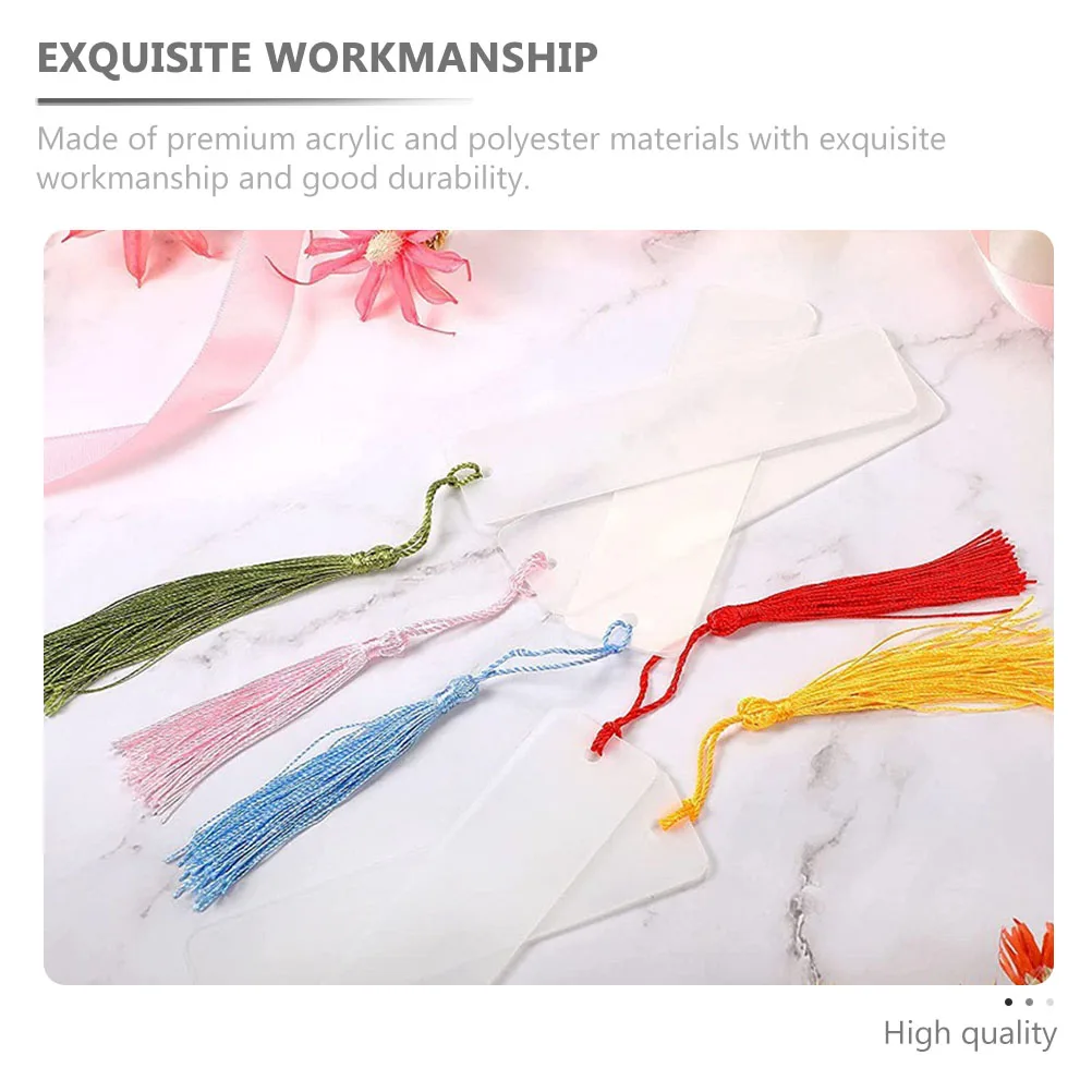 

15Sets DIY Acrylic Bookmarks Unfinished Blank Cards Tassels for Reading Students Writers Classic Chic Bookmarks Gift Ideas