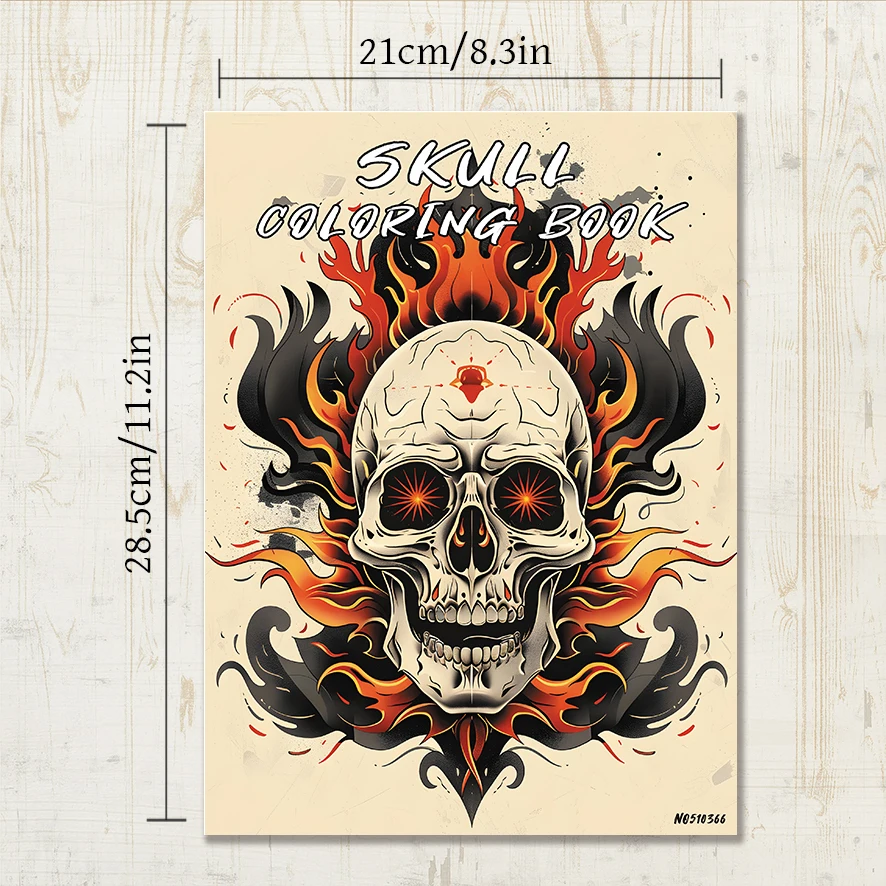 Skull Coloring Book for Adults - 8.3x11.2 inches 22 pages coloring book - helps relieve stress and soothe emotions