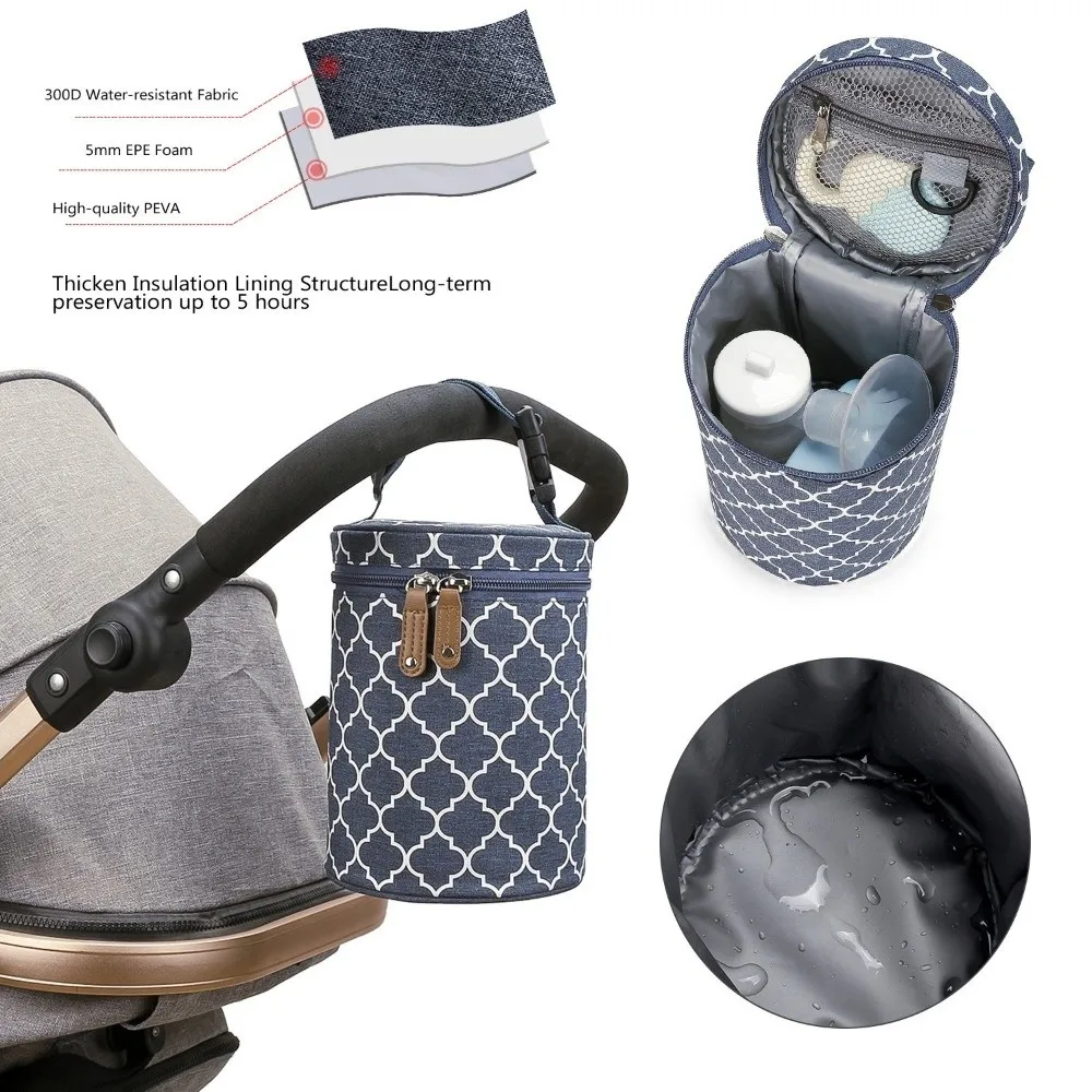 Thermal Insulation Stroller Hanging Bag Waterproof Hanging Design Baby Bottle Bag Travel Carrier Large Capacity Nursing Mom Bag