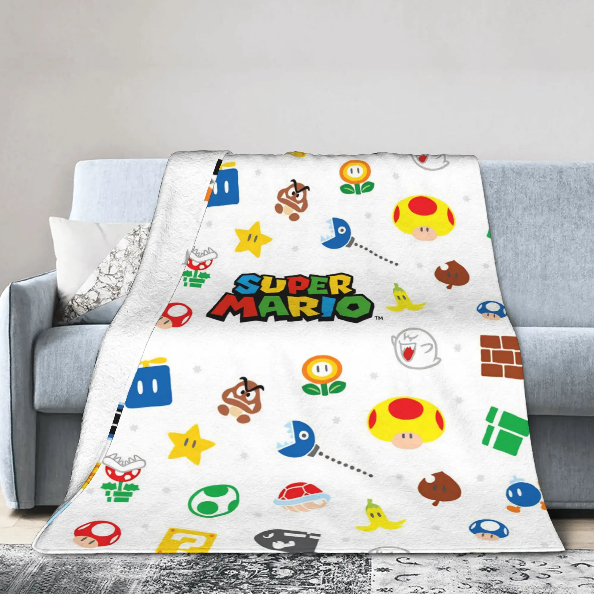 

Игровое одеяло Marios, флисовое текстильное декоративное дышащее мягкое одеяло для домашнего дорожного ковра