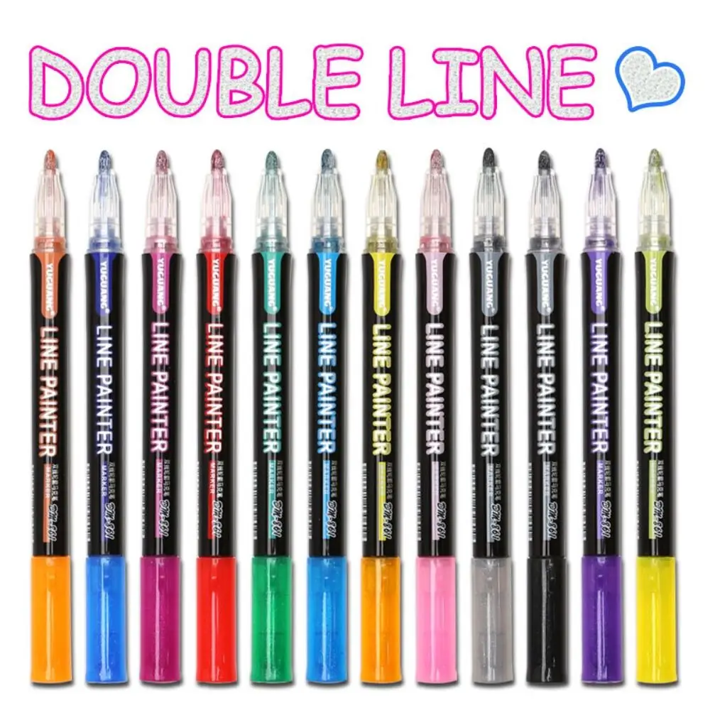 Supplies Magic Contour Fluorescence Pen Watercolor Christmas Outline Pen Metallic Markers Highlighter Pen Double Line Pen