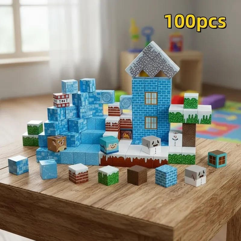 150 pièces blocs magnétiques ensemble de construction de maison de glace jouets d'apprentissage STEM 3D bricolage décor créatif cadeau enfants vacances cadeau de noël