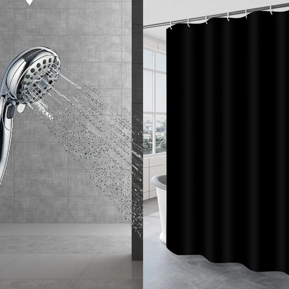 Shower Curtains Solid Black Waterproof Mildew-proof Thickened Partition Bathroom Curtain For Bathroom Products