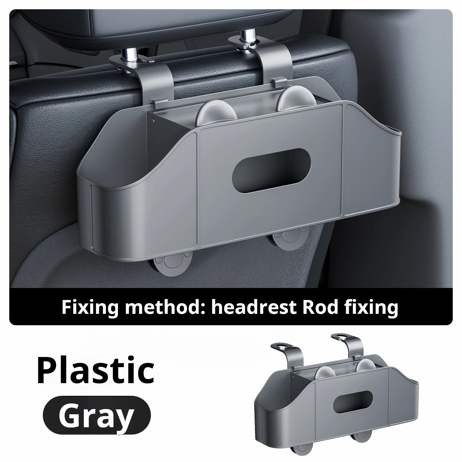 Car Seat Back Organizer with Heavy-Duty Storage Box & Cup Holders - Heavy-Duty Construction, Hook-On Installation