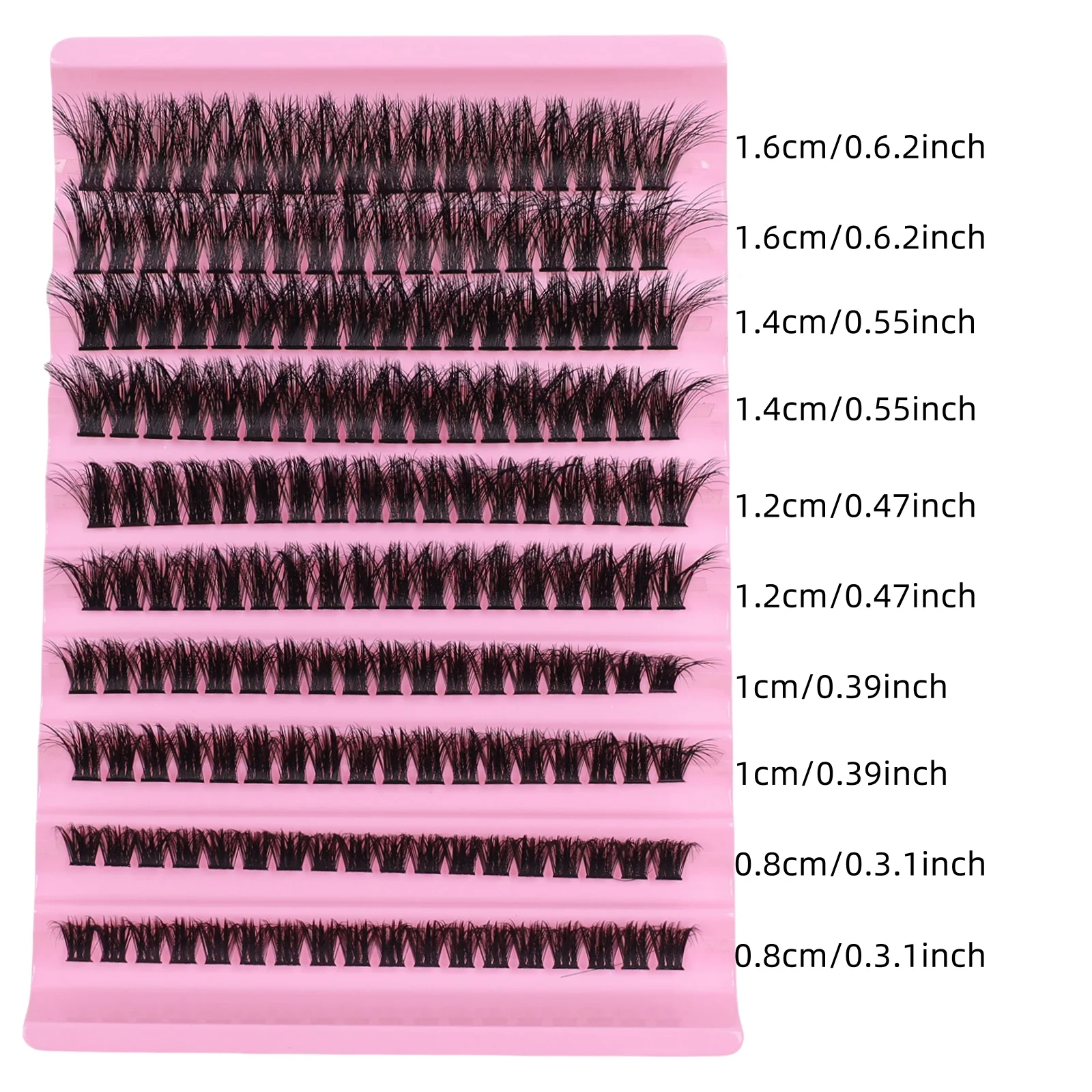 10 row segmented false eyelash set with single tuft hair and large capacity eyelash extension