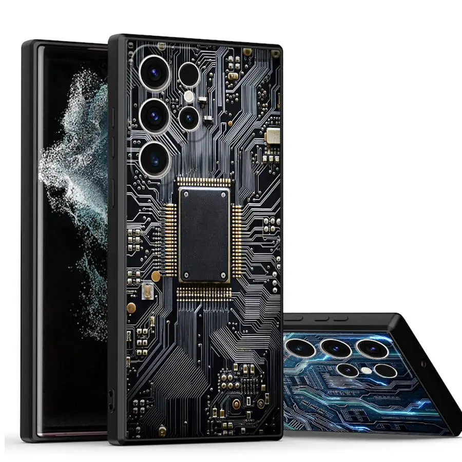 Case for Samsung Galaxy S26 S20 S10 S9 S25 Ultra S21 FE S24 Plus S23 Note 20 Ultra 8 9 10 Funda Phone Cover Retro Circuit Board view 3