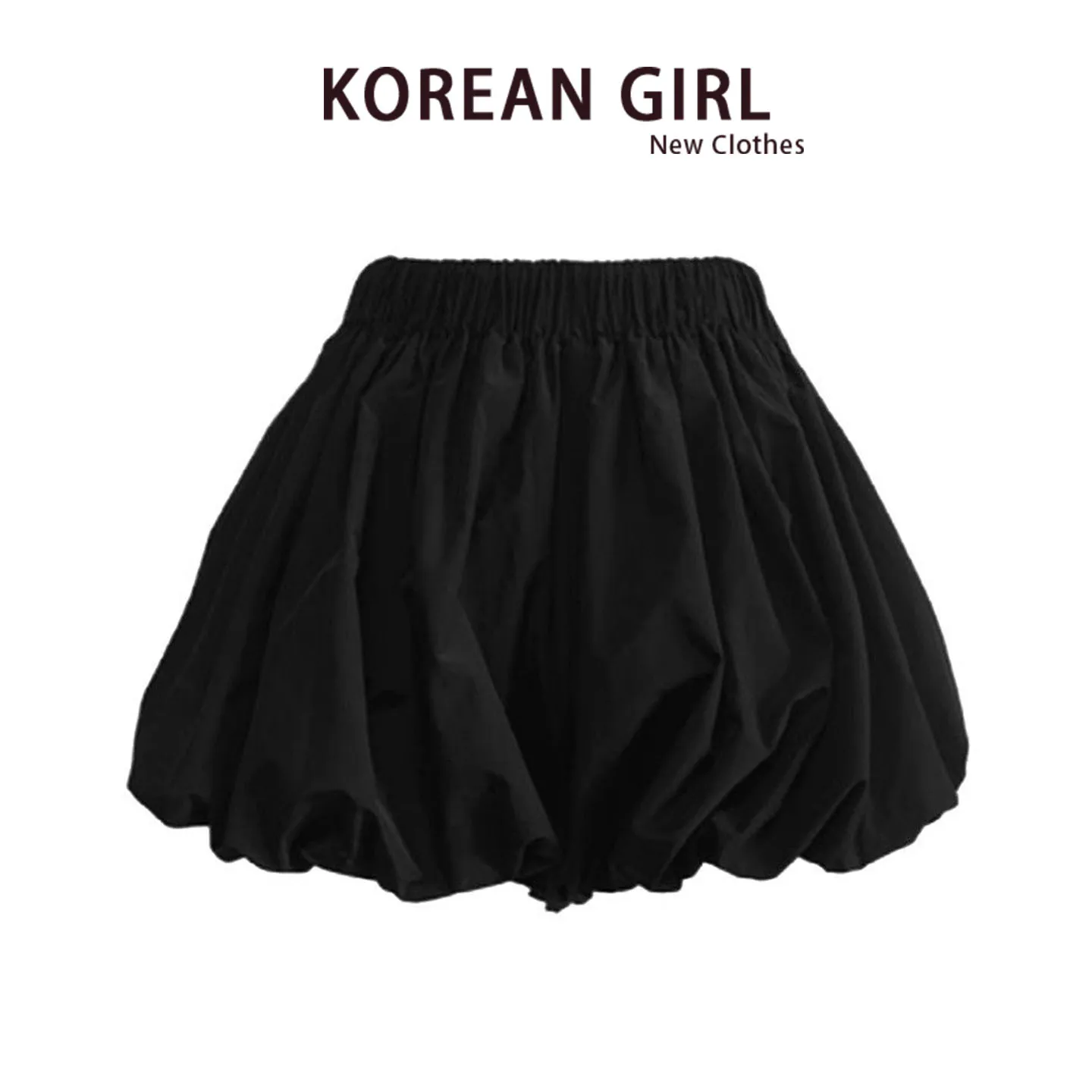 Black Cloud Flower Bud Half Skirt Women's Summer High Waist Slimming Pumpkin Puffy Pants A-Line Bubble Lantern Shorts Skirt