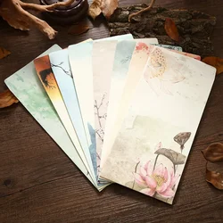 20pcs 21.5x11cm Vintage Lotus Flower Chinese Style Paper Envelopes Leaf Gift Cash Card Storage Envelopes