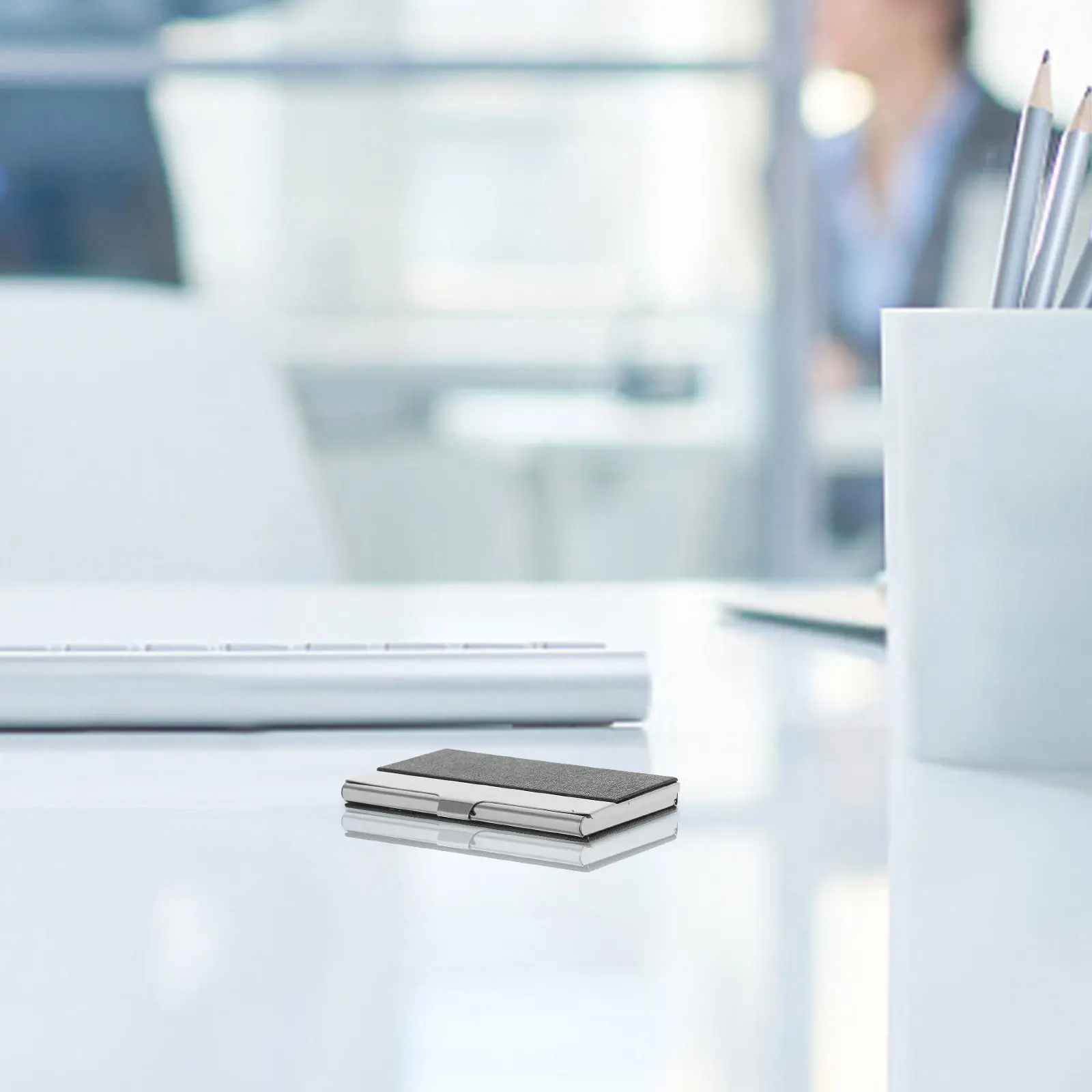 Business Card Holder Stainless Steel Slim Metal Portable Business Card Case Organizer for Men Women Office Networking Events