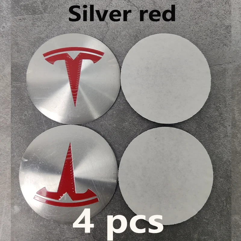 4 stuks 56mm Tesla wieldoppen logo stickers - waterdichte duurzame wielcentrum stickers voor Model 3/Y/S/X auto beschermende accessoires