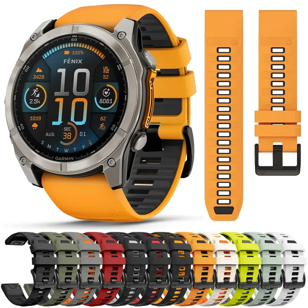 Quick Fit 26mm 22mm 20mm Silikonarmband für Garmin Fenix 8/Tactix 8/Quatix 8 Armband für Garmin Forerunner 970 965 570