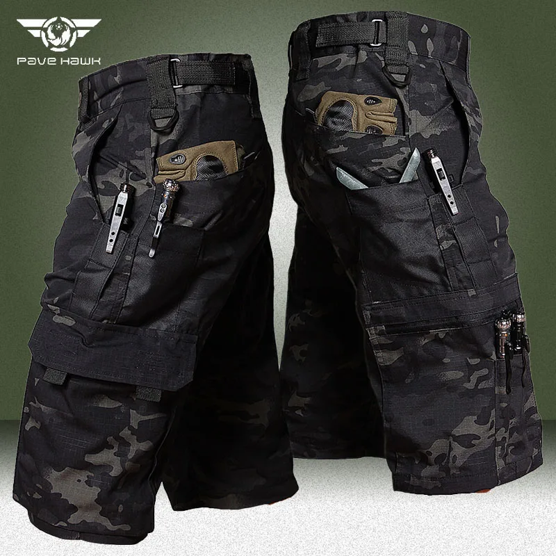 

Шорты-карго мужские с множеством карманов, износостойкие тактические короткие брюки, уличные армейские водонепроницаемые спецназ, летние