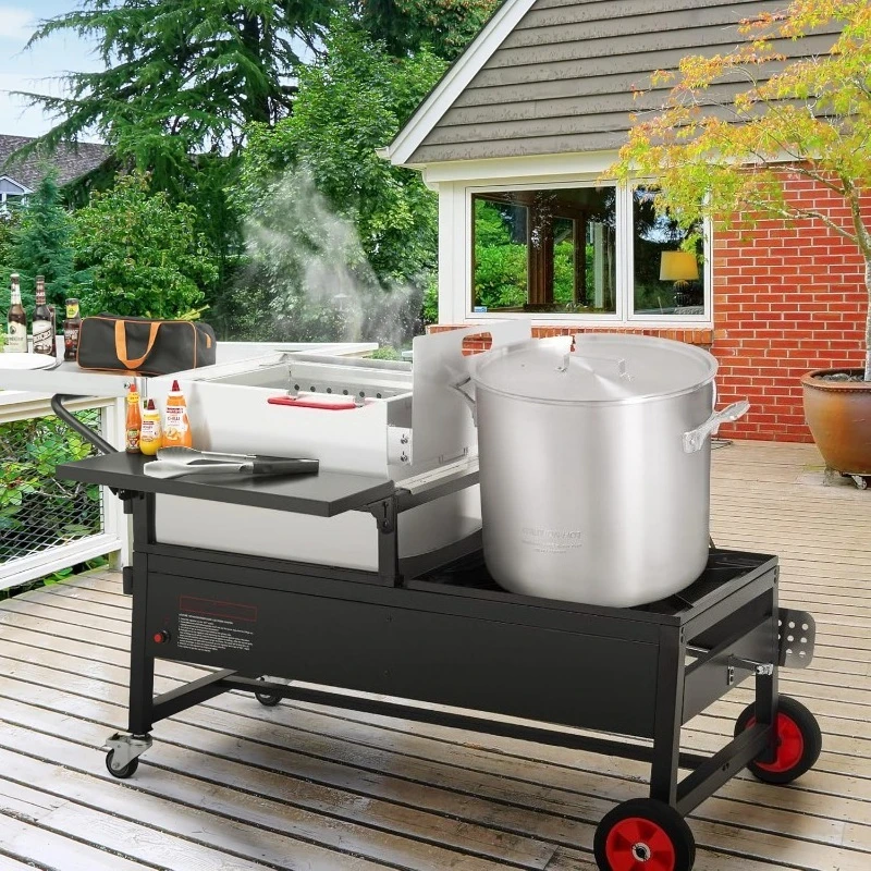 

Outdoor Propane Gas Seafood Cooker 2 Burner Crawfish Boiler Combo with Stainless Steel Stirring Paddle