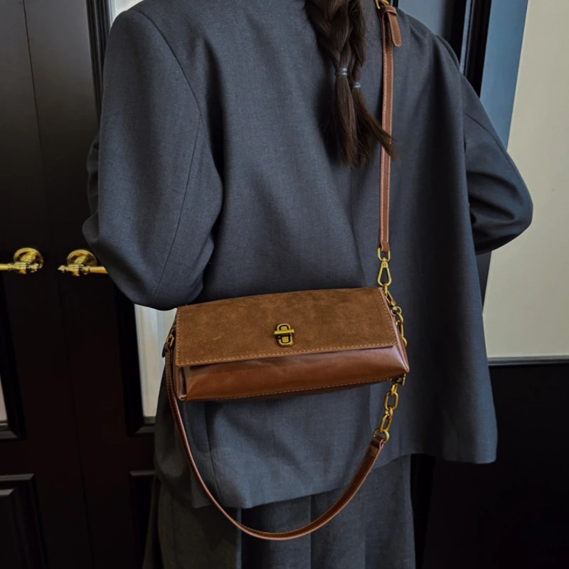 

Trendy Women Satchel Bag Faux Leather Material Structured Design with Decorative Buckle Adjustable Strap for Work Daily Use