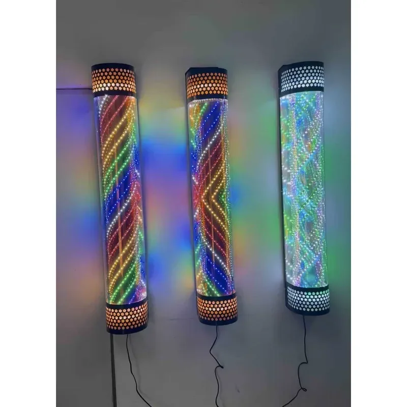 Semicircular LED Hair Sign Light Wall Mounted Barber Shop Rotating Logo Lamp Outdoor Waterproof Business Storefront