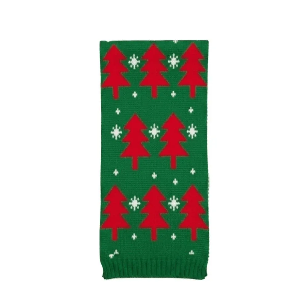 Thermal Yarn Christmas Hat Scarf Striped Pattern Bright Colors Knitted Holiday Scarf Double Layered Plush Pom Santa Claus Beanie