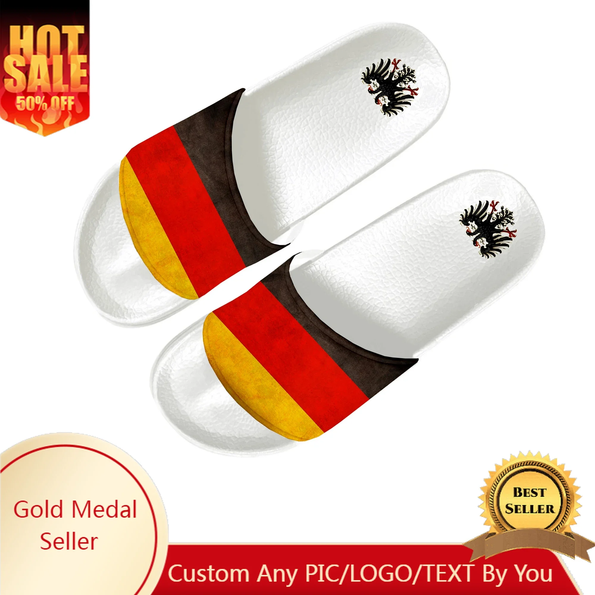 

German Flag Slippers Home Water Shoes Men Women Teenagers Germany Bathroom Beach Pool Sandals Custom Summer Slipper