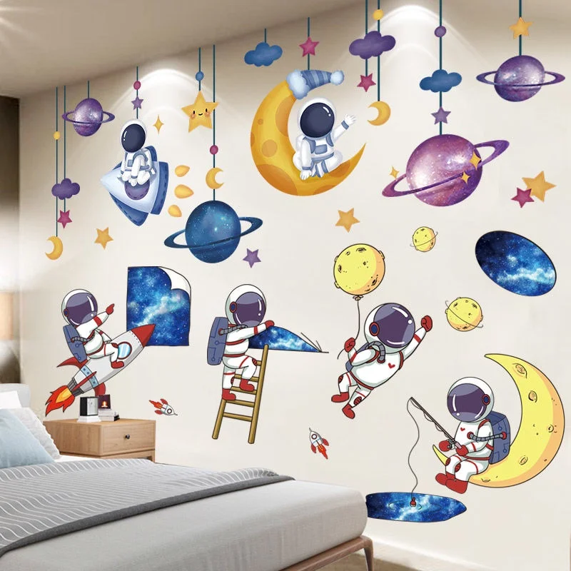 Cloud Space Sticker Planet theme ring kindergarten accessories bedroom wallpaper self-adhesive