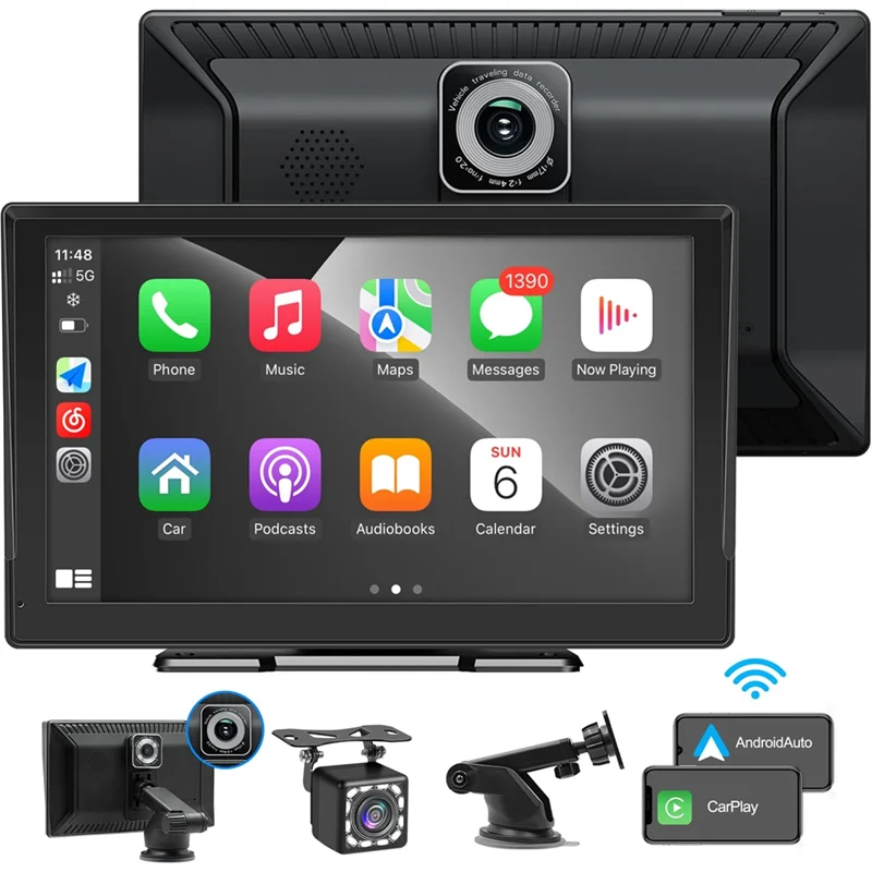 Reliable-Wireless Carplay Car Stereo, 9Inch Touch Screen Carplay And Android Auto, Dash Cam, Backup Camera, Mirror Link//FM/BT D