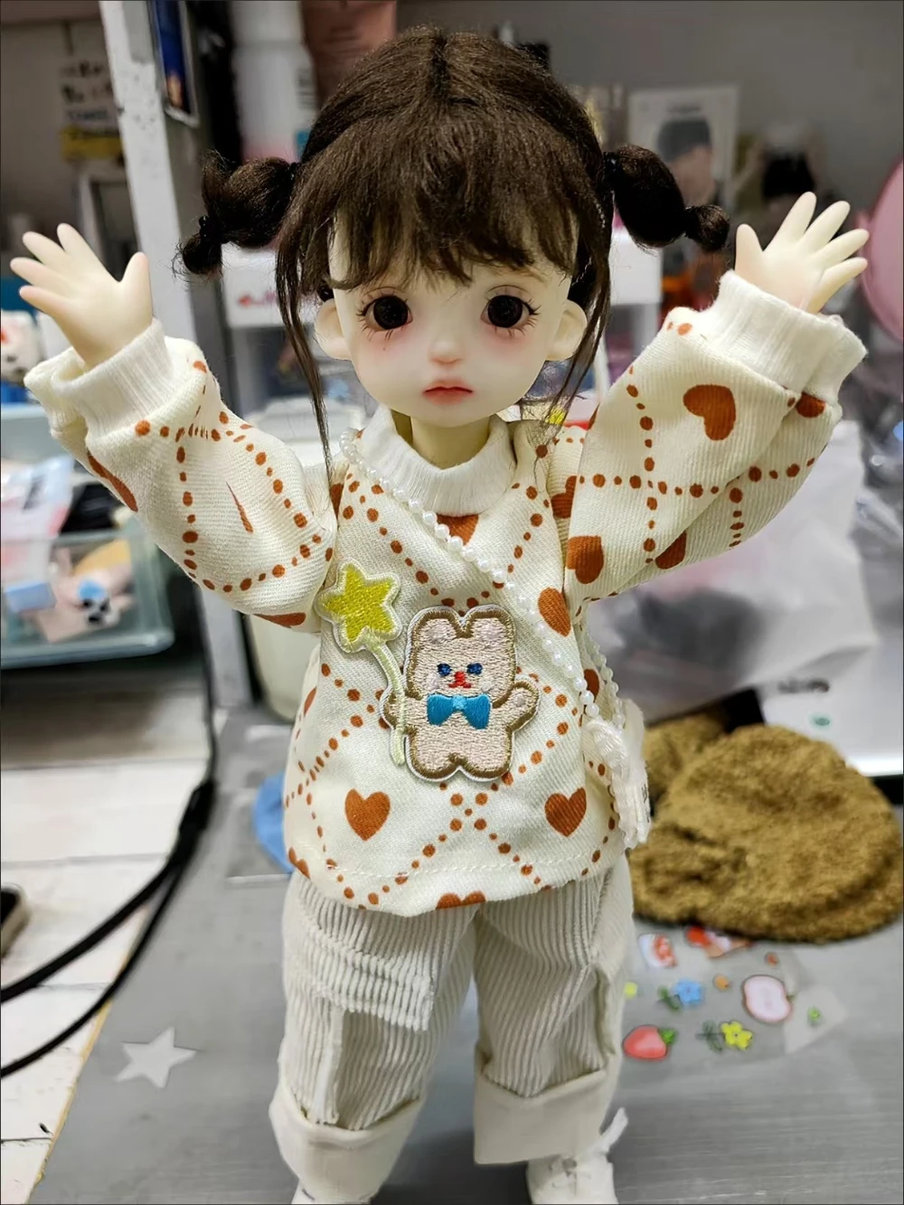 

1/6 Doll's Clothes Suit for 30cm Bjd Doll Hoodie+pants+hanging Bag Casual Clothing Dress Up Girl Toys Doll Accessories, No Doll