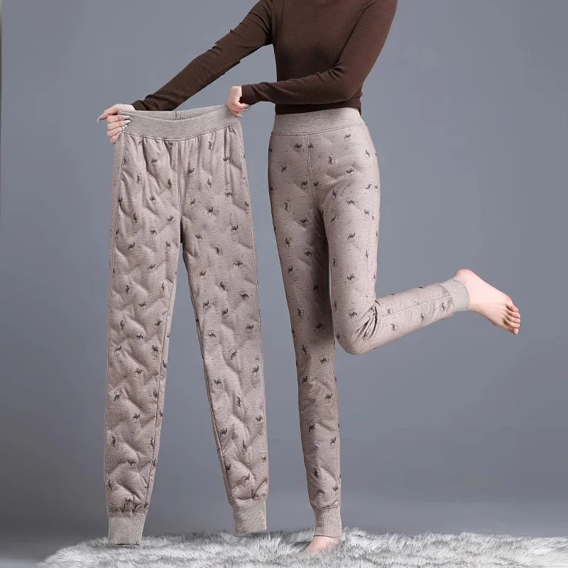 Duck Down Pants Women High Waist Large Size Winter New Casual Small Foot Leggings Close-fitting Liner Warm Cotton Pants Women