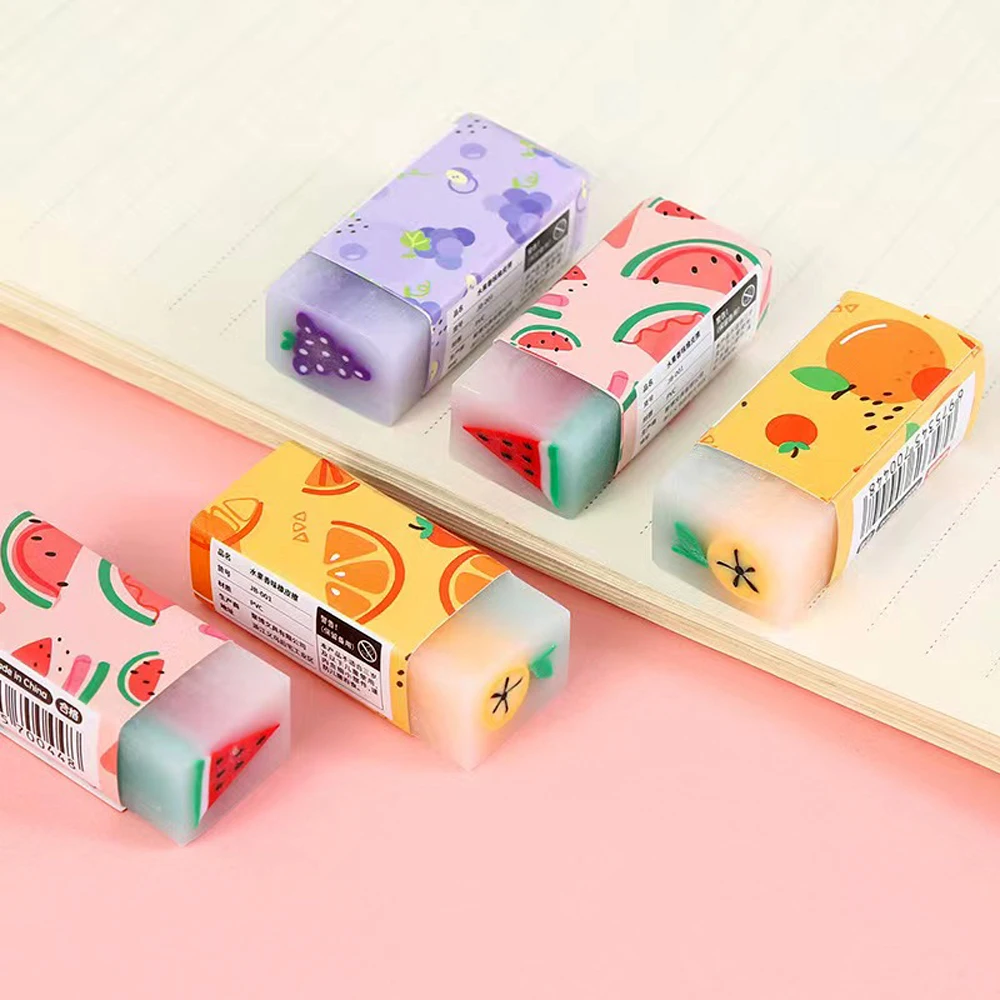 3Pcs Kawaii Fruit Watermelon Lemon Eraser Rubber Eraser Primary Student Prizes Promotional Gift Stationery Erasers for Kids