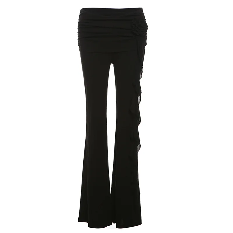 ارتفاع الخصر مستقيم الساق سراويل تقليدية الشارع Sle صيف 2024 السيدات Faion مطاطا Waisand غير تمتد النسيج