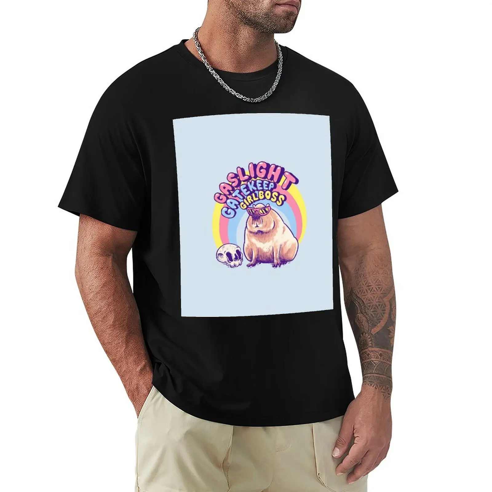 Gaslight Gatekeep Girlboss - Cool Capybara Momcore Karen Sunglasses ok i pull up Got Drip physically thick mentally sick T-Shirt