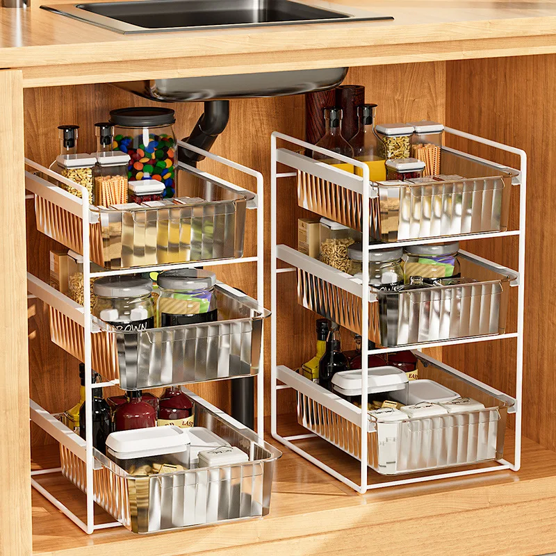 

Kitchen Storage Rack Floor Storage Rack Household Layered Cabinet Rack Multi-Functional Pull-out Storage Rack