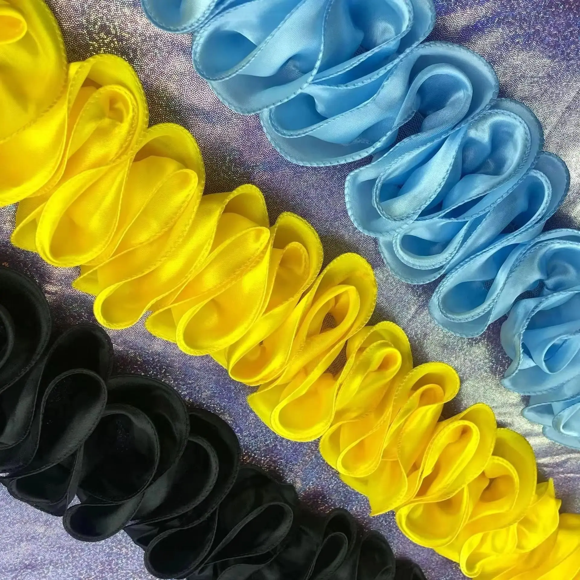 

2 Yards Lace Ribbon 3D Chiffon Flower Lace Edge Trim Fabric Sewing Craft For Costume Wedding Dress Ruffle Clothes DIY Decoration