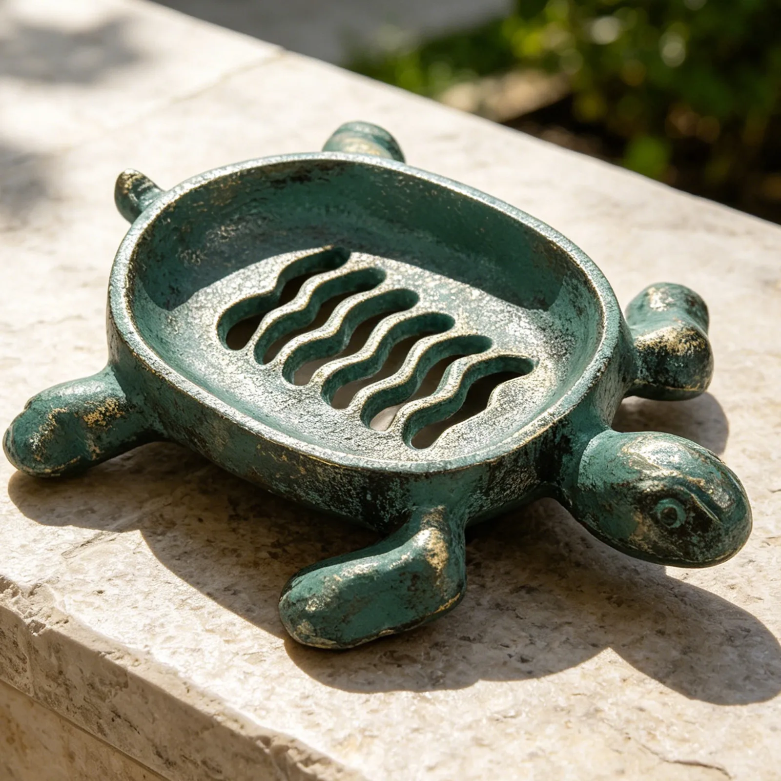 Rustic Turtle Soap Dish Drainage Vintage Cast Iron Soap Holder Farmhouse Bathroom Kitchen Sink Coastal Sea
