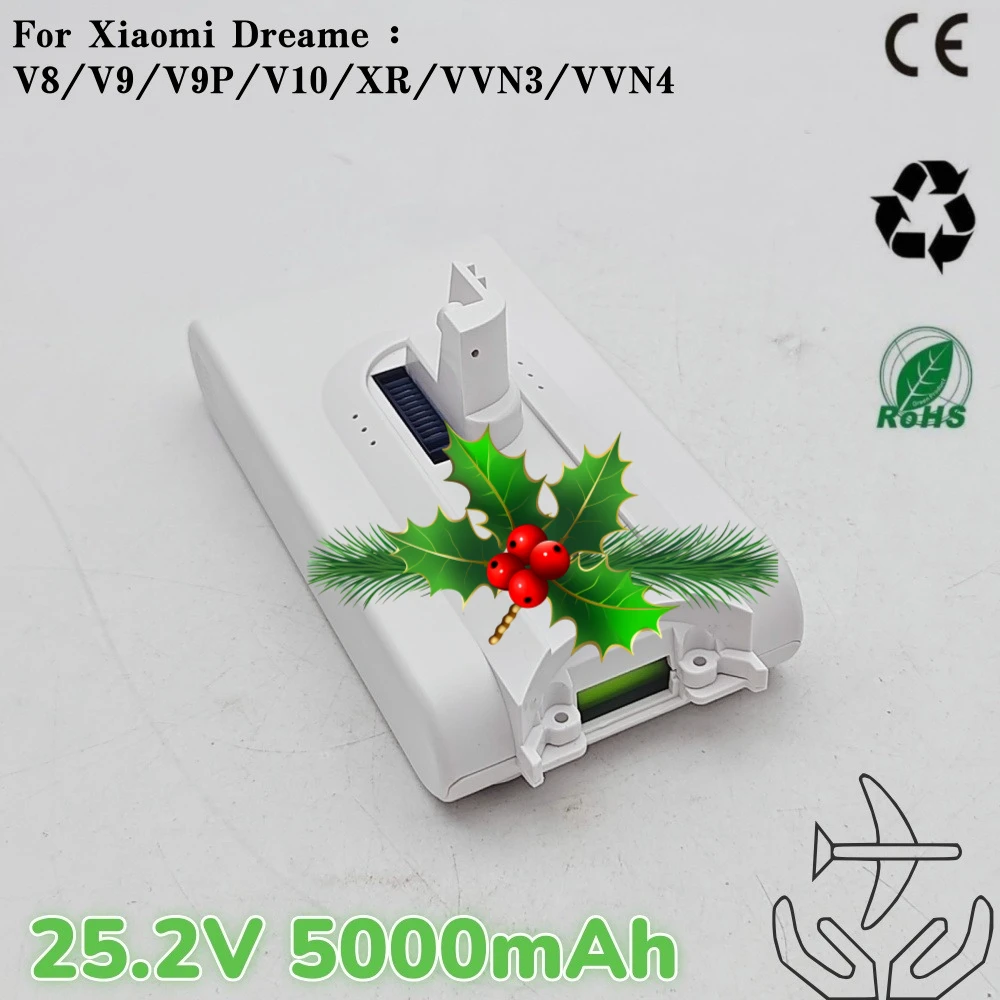 

V8 V9 V10 For Xiaomi Dreame 25.2V 5000mAh Replacement Lithium Battery Handheld Cordless Vacuum Cleaner battery