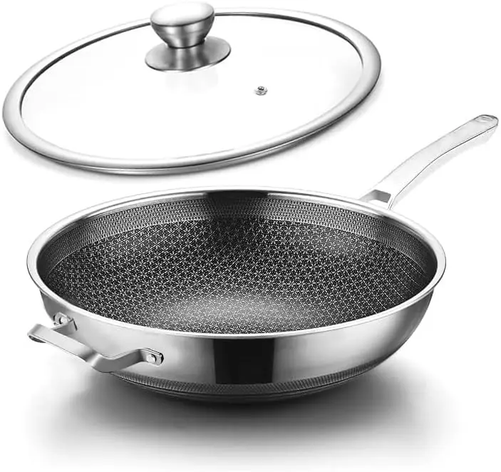 

14 Inch Nonstick Wok with Lid, Induction Compatible, Stay-Cool Handle, PFOA Free for Healthy Cooking