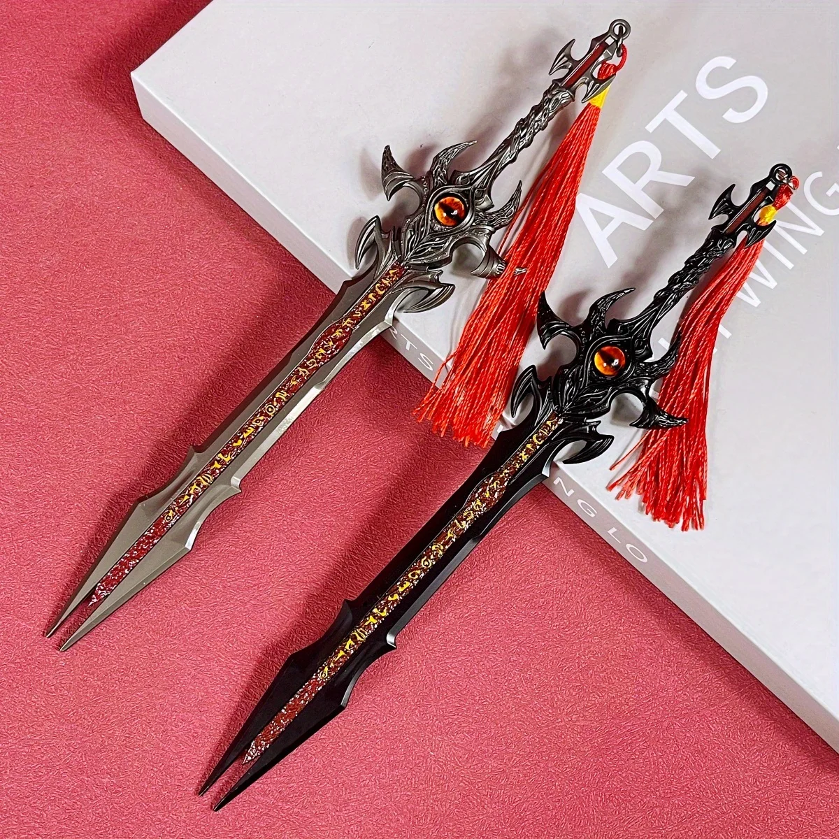 8.6inch Metal Continent Katana Real Size Japanese Katana Ainme Eyes Steel Sword Damascus Sword Original Samurai Sabre Toy Gift