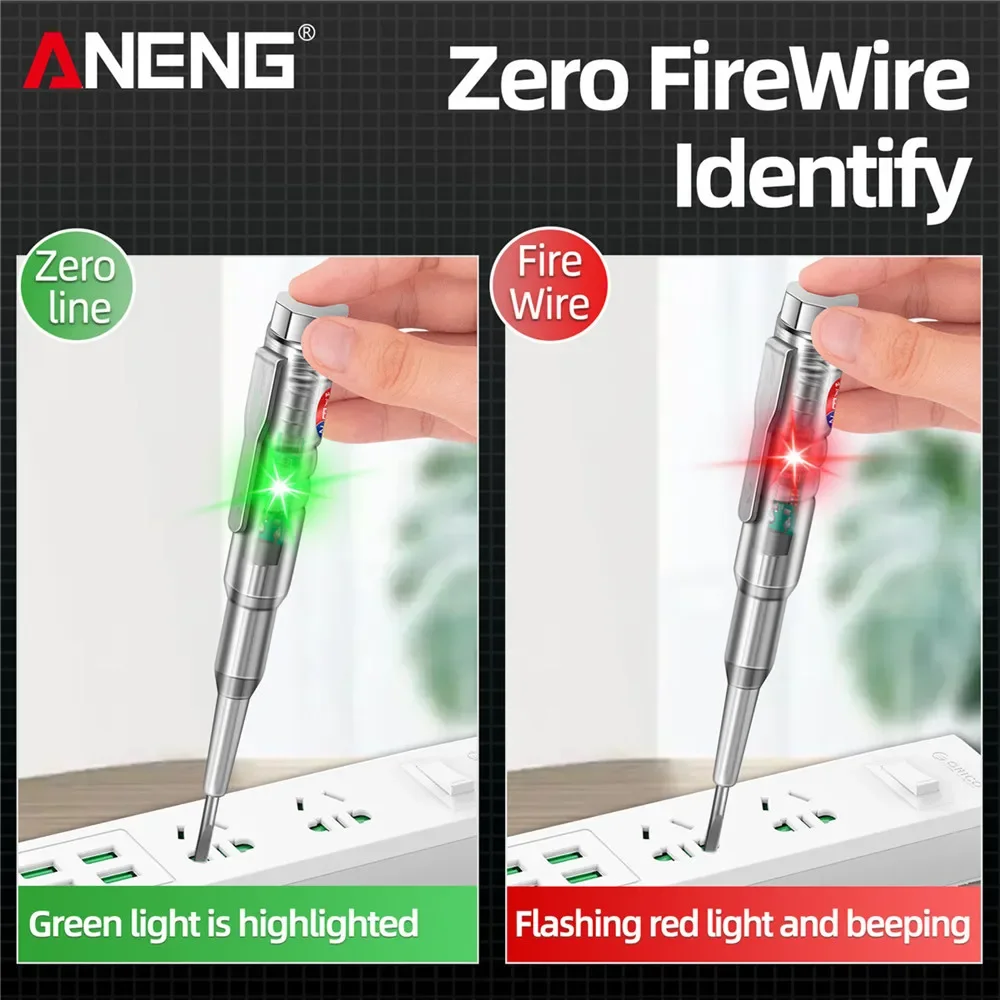 Elektrischer B14 Universal-Schraubendreher-Teststift, 24–250 V, spannungsinduzierte Sonde mit Kontrollleuchte, Ton- und Lichtalarmtester