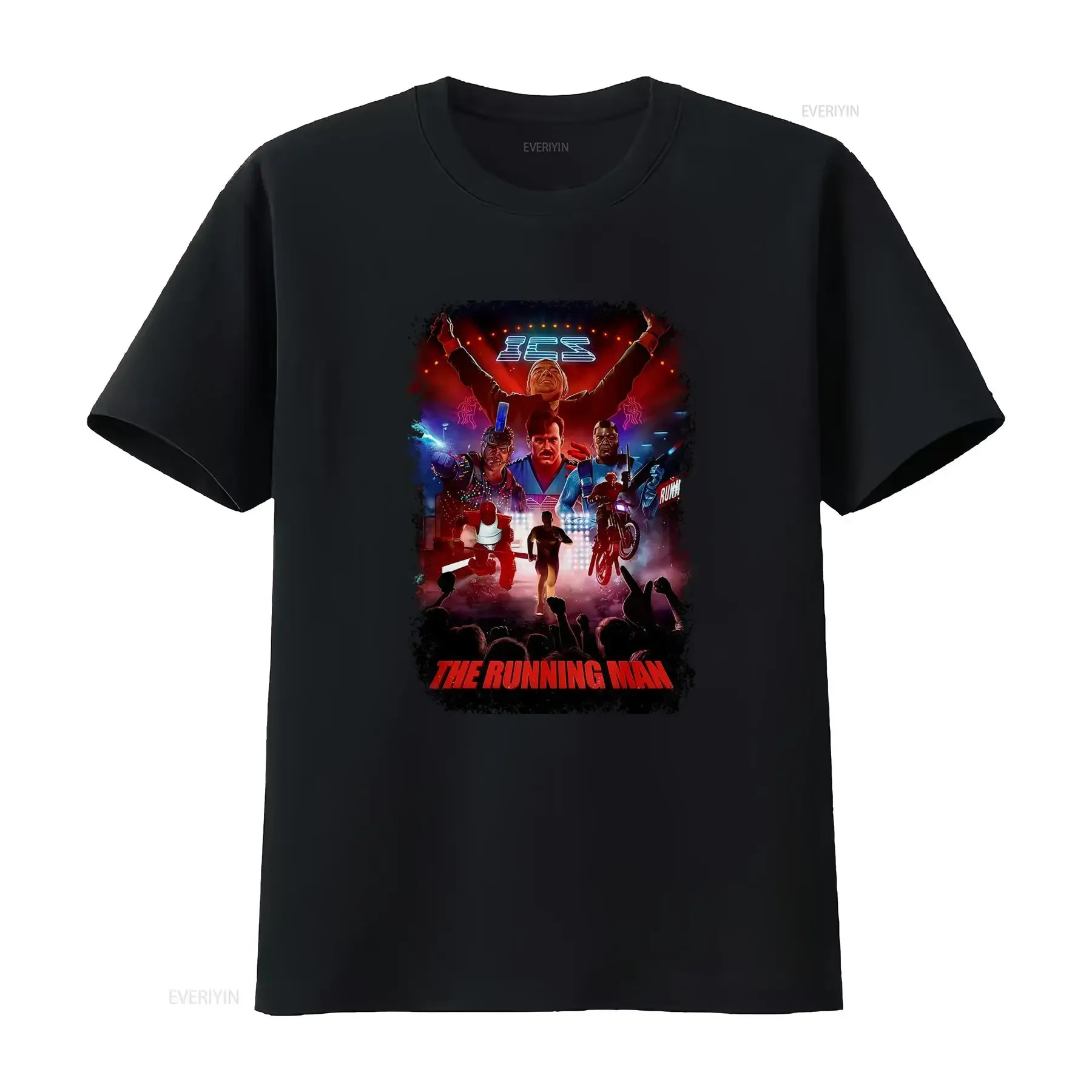 Retro 80S T Shirt Inspired by The Movie Poster of Running Man from 1987 vintage Washed Top For Everyday Wear Soft Versatile