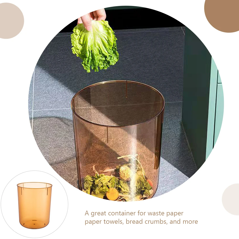 

Sturdy Transparent Pet Plastic Household Trash Can Drop-Resistant Round Waste Basket For Office Bathroom Bedroom Desktop Debris