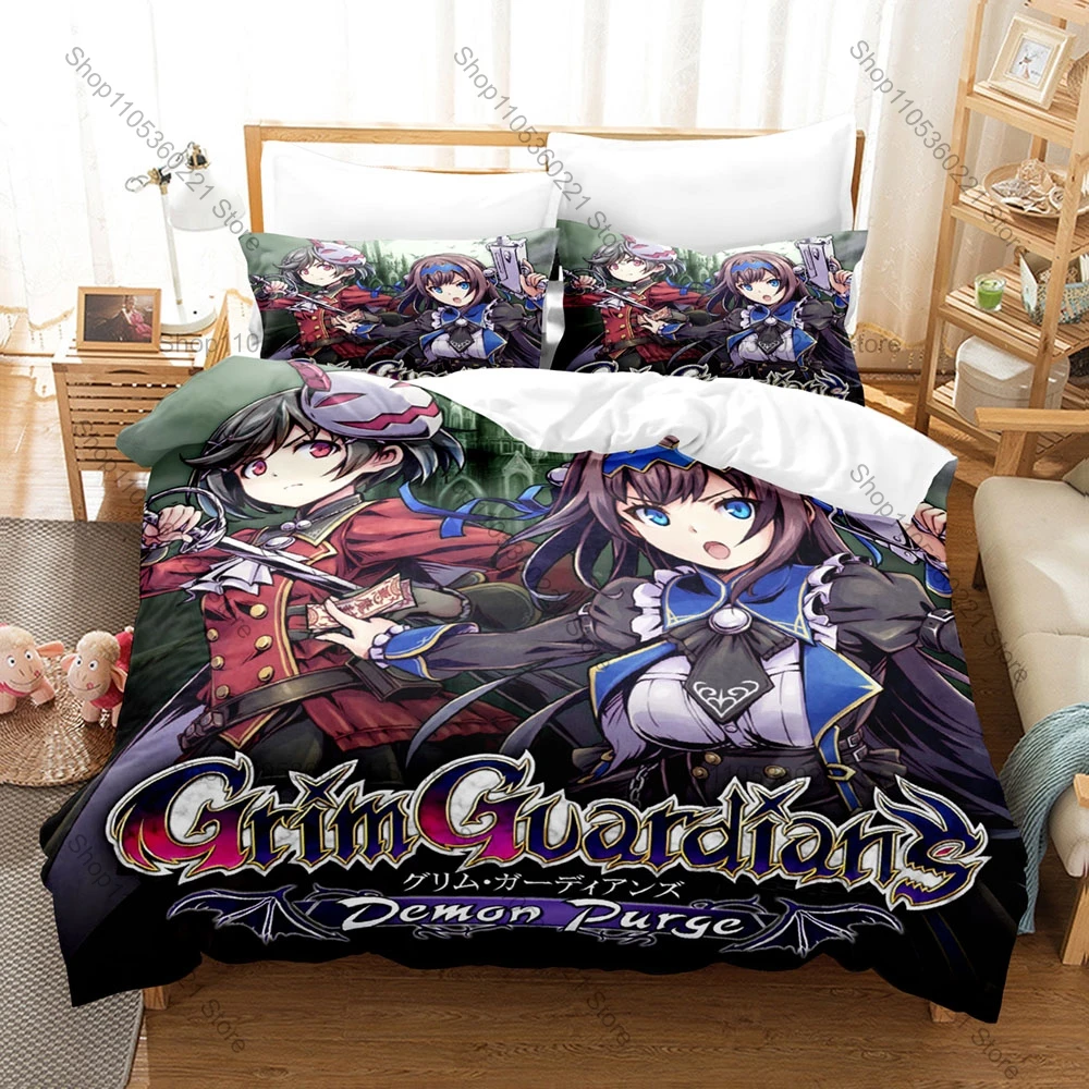 Grim Guardians Demon Purge Shinobu & Maya Kamizono Demon Hunter Sisters HD Print Bedding Set Duvet Cover + 2 Pillowcases