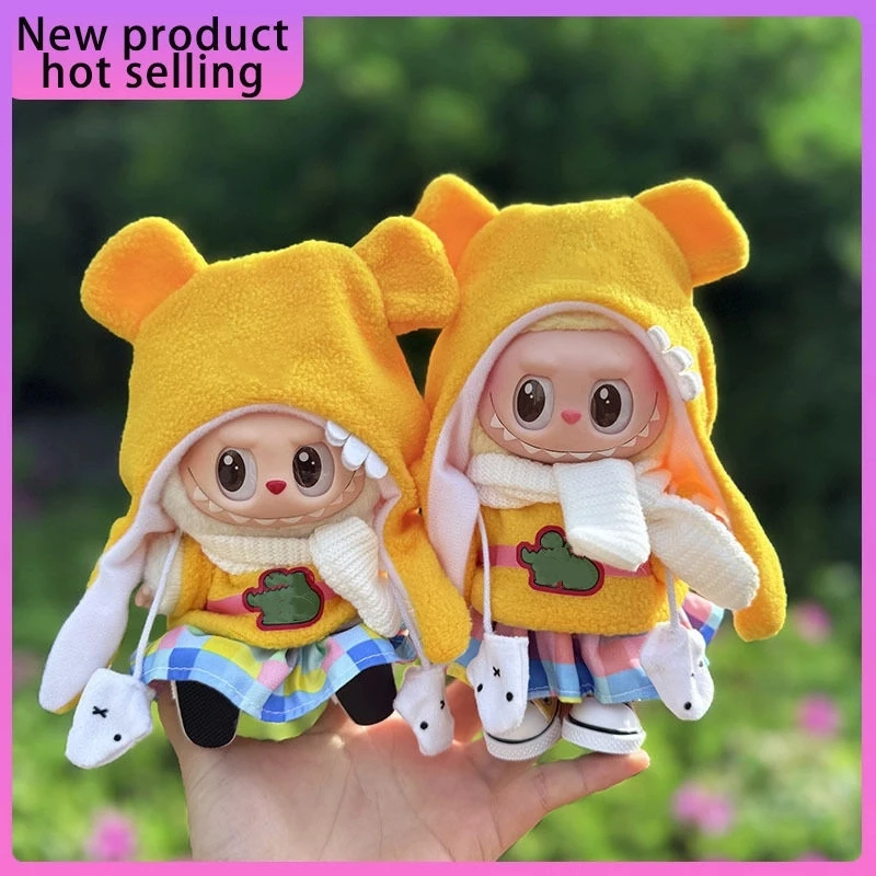 

Suitable For Labubu15-17cm First Second Third Generation Universal Cloth Cute Yellow Duckling Set Dolls Clothes Hat Accessories