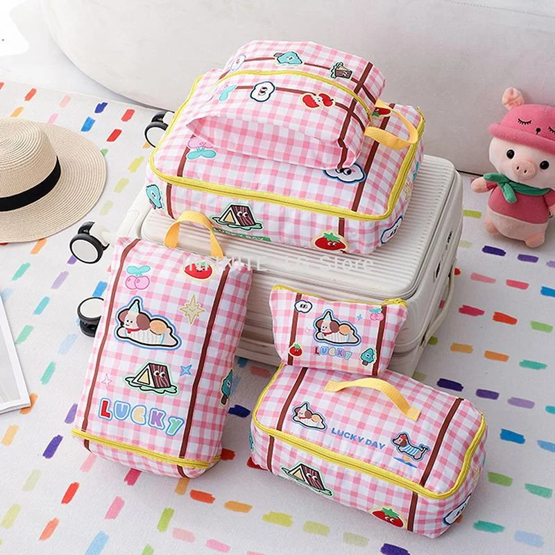 Cute Zippered Travel Storage Bag Large Capacity Waterproof For Clothes, Underwear, Suitcases Clothing Classification Storage Bag
