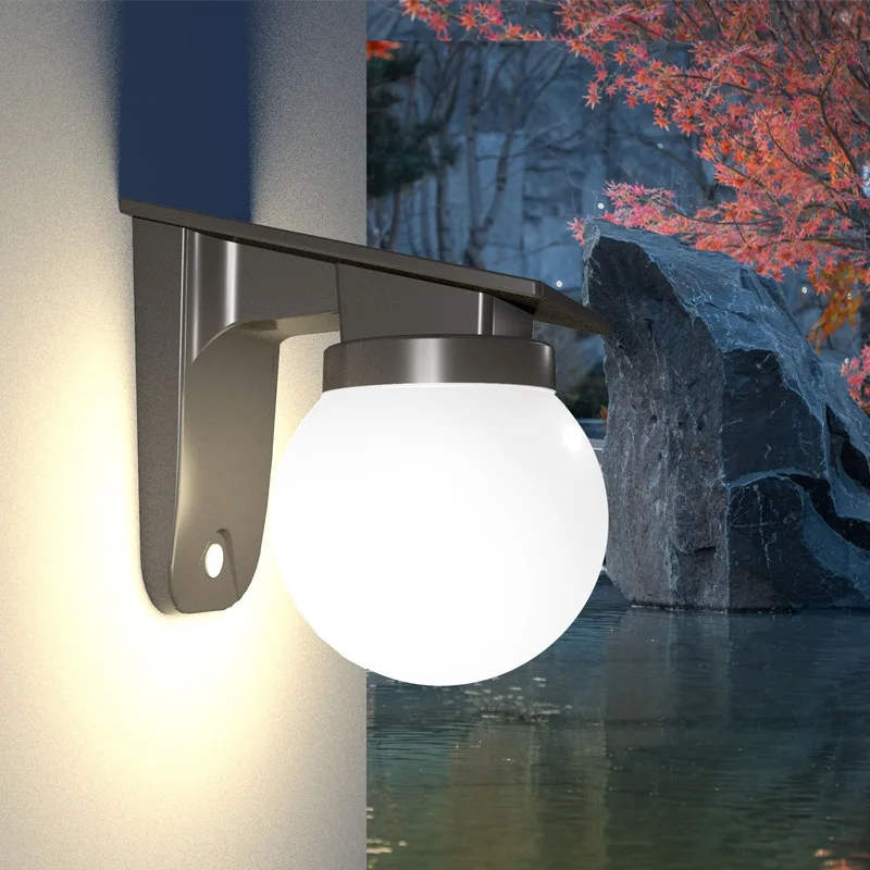 Solar Wall Lights Outdoor Adjustable Brightness Color IP65 Waterproof Solar Bulb Light for Garden Yard Gate and Pathway Lighting