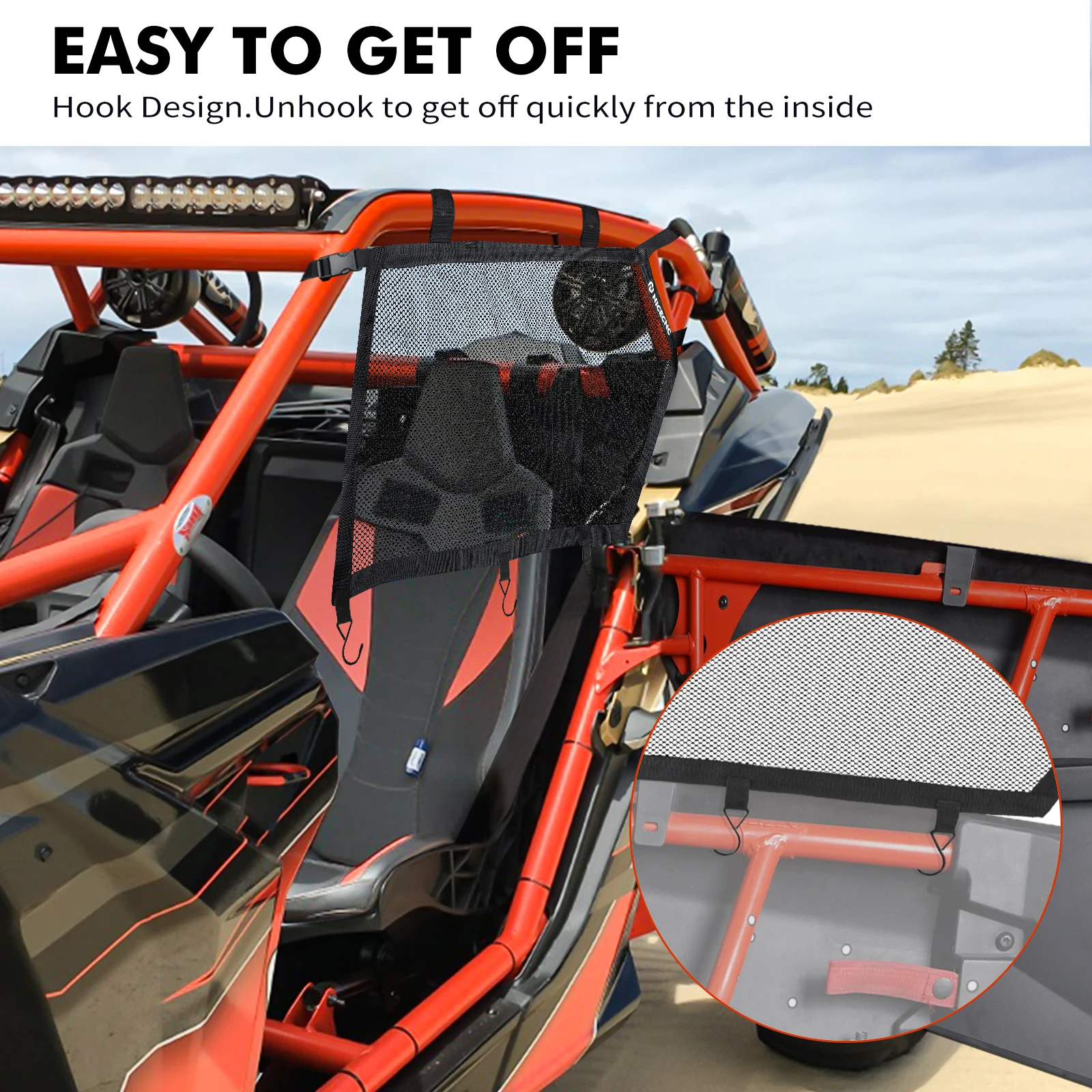 NICECNC UTV Neues Fensternetz 2 Stück für Can-Am Maverick X3 R 4x4 XRS Max RR DS Turbo DPS 2017 2018 2019 2020 2021 2022 Zubehör – Detail 5